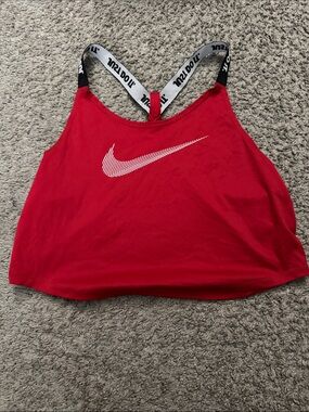 Nike Red Cropped Athletic Tank with White Swoosh